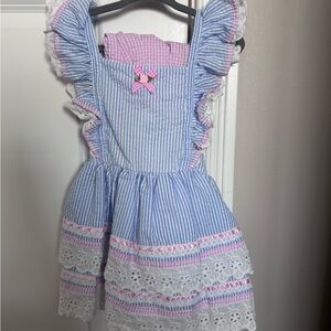 Blue and Pink Striped Kids Dress